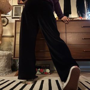 vintage cotton couture black cotton / poly velvet stretch trousers / size medium